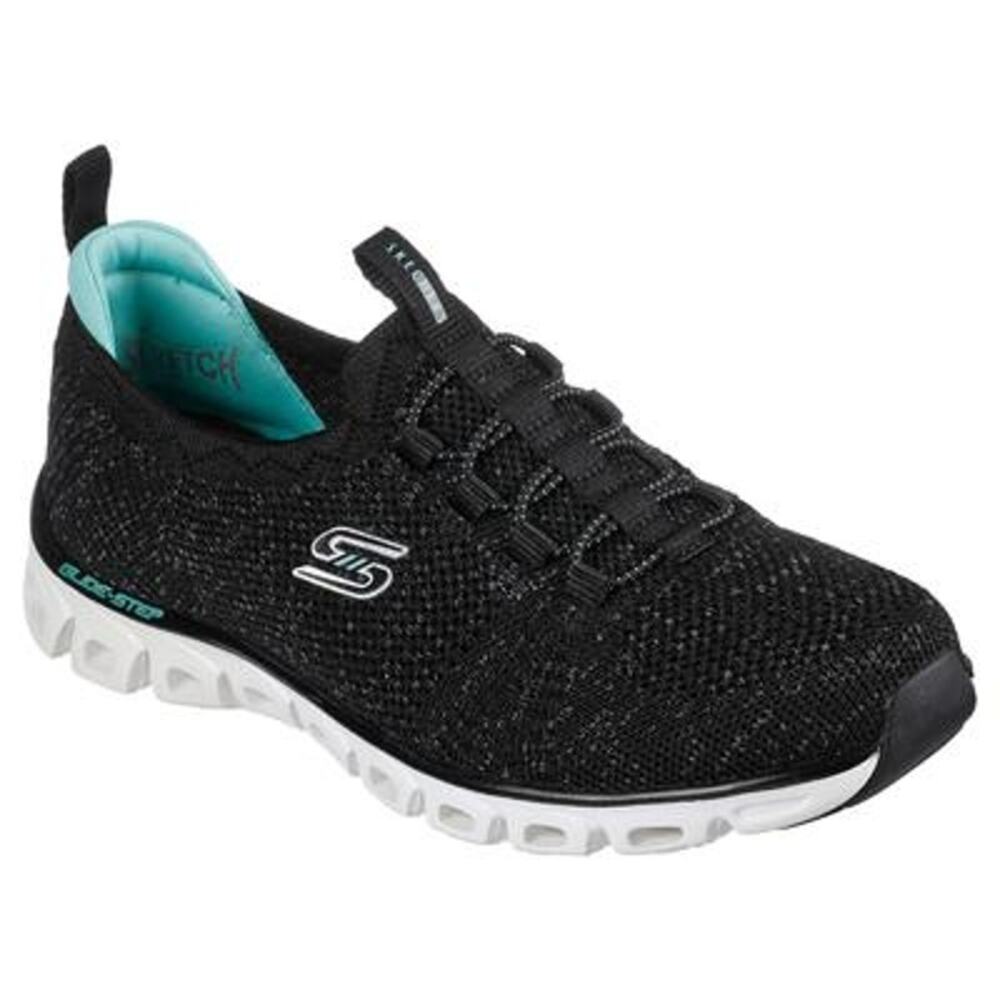 NWT Skechers Women Grand Flash Sneakers, Black/Mint, Size 7.5